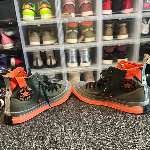 High-Top Converse - Olive/Orange/Black - Picture 2 of 9